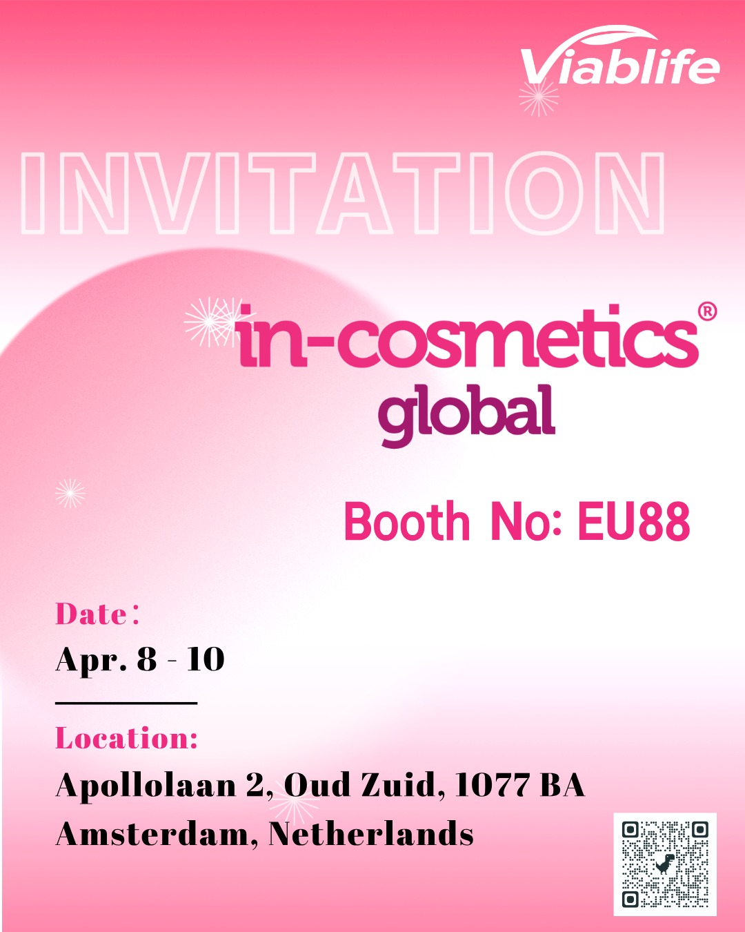 تدعوك Viablife لحضور مؤتمر In-Cosmetics Global!